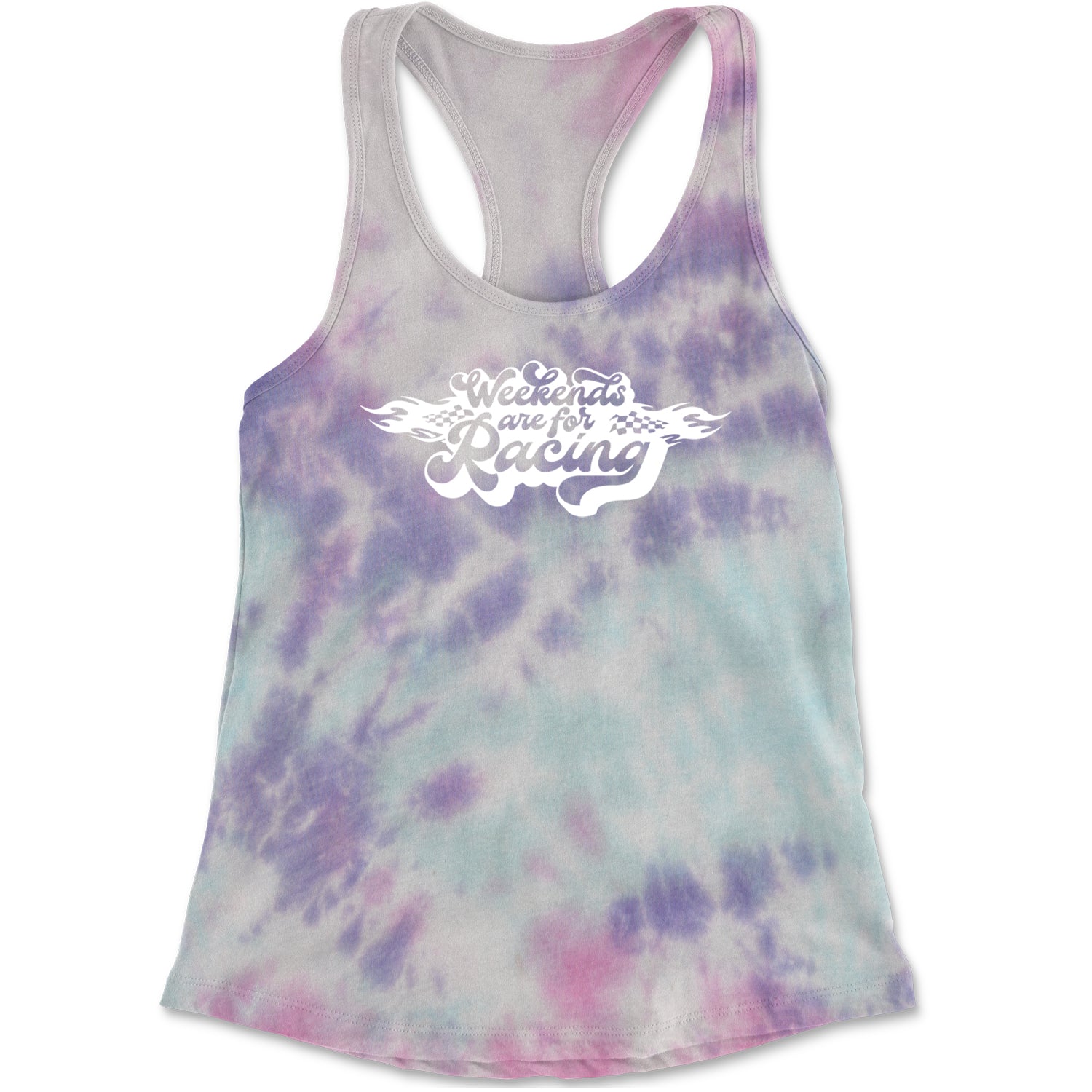 Weekends Are For Racing Racerback Tank Top for Women Cotton Candy