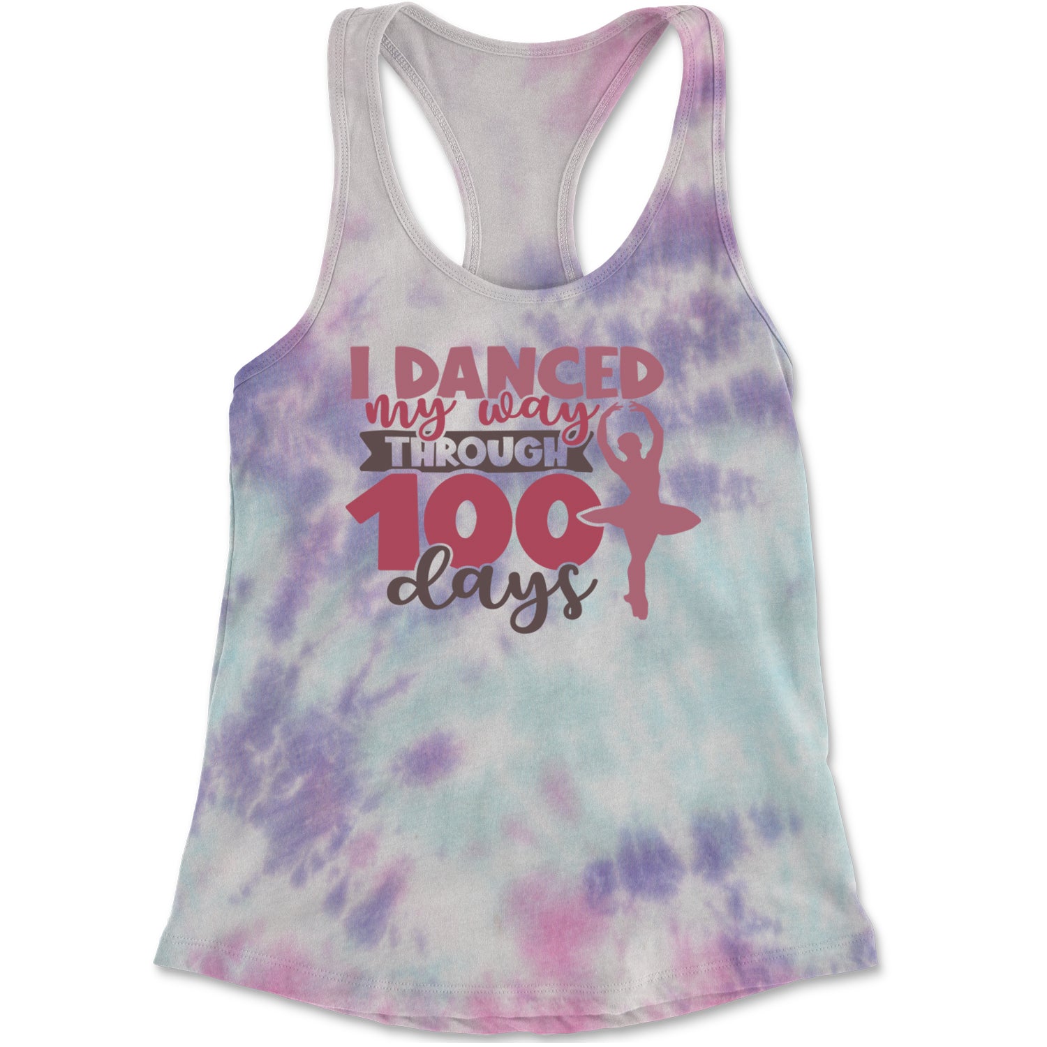 I Danced My Way Through 100 Days Of School Racerback Tank Top for Women Cotton Candy