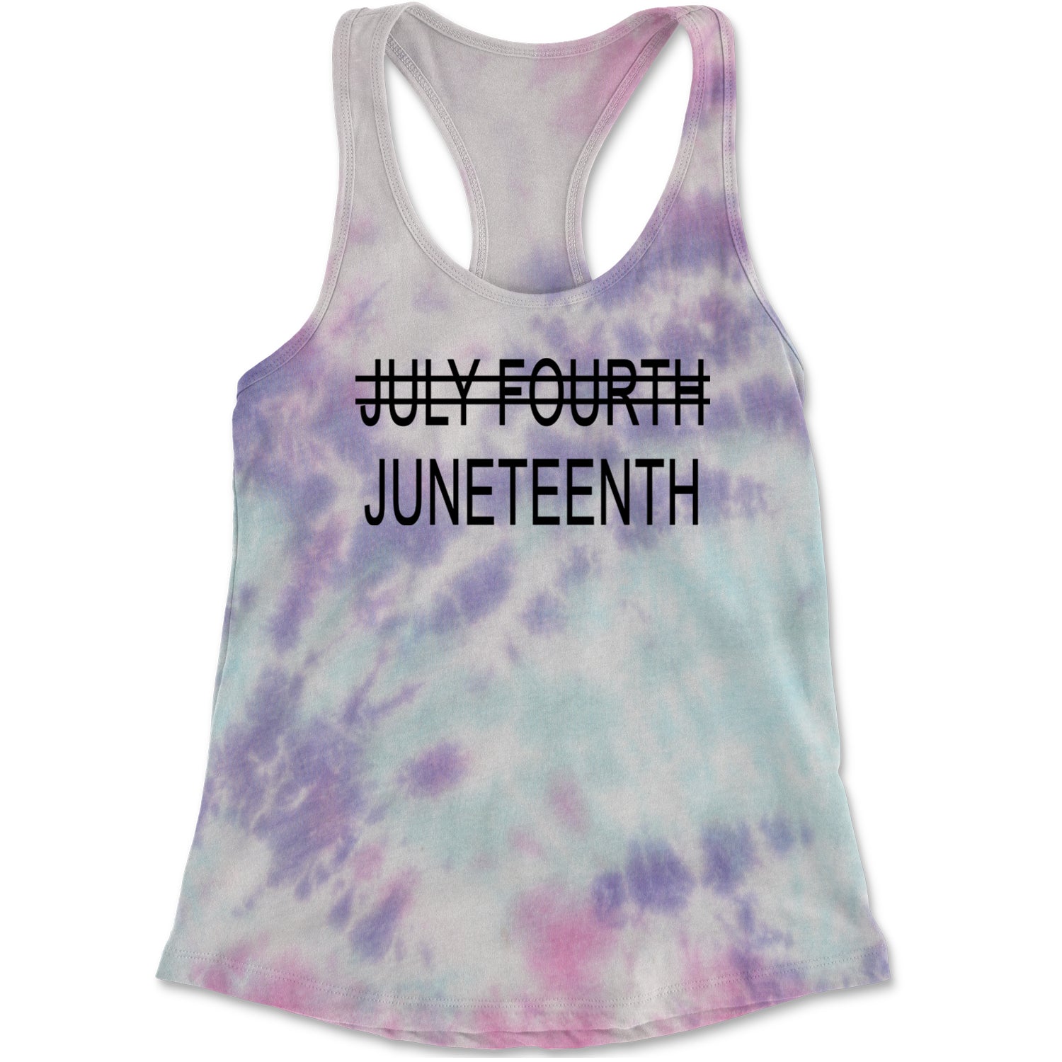 Juneteenth (July Fourth Crossed Out) Jubilee Racerback Tank Top for Women Cotton Candy