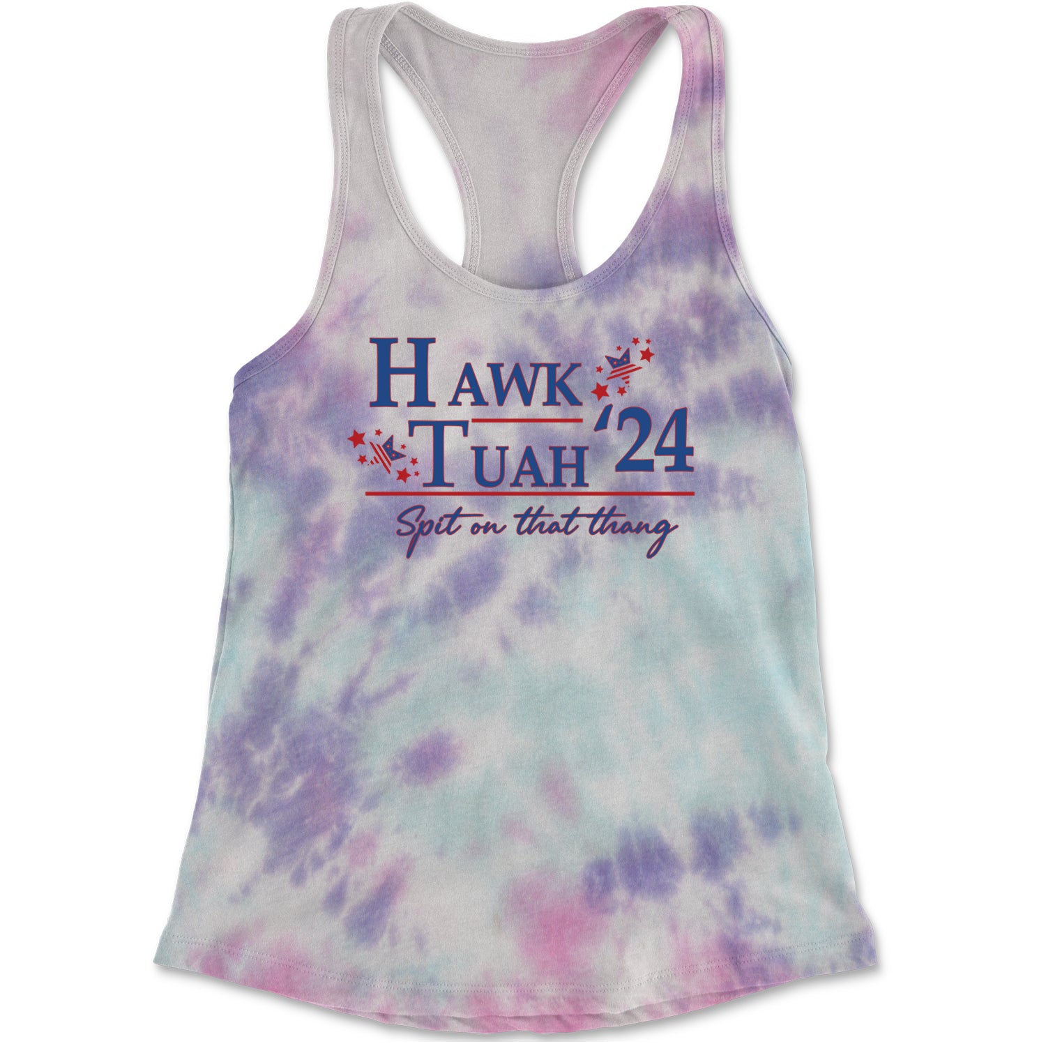 Vote For Hawk Tuah Spit On That Thang 2024 Racerback Tank Top for Women Cotton Candy