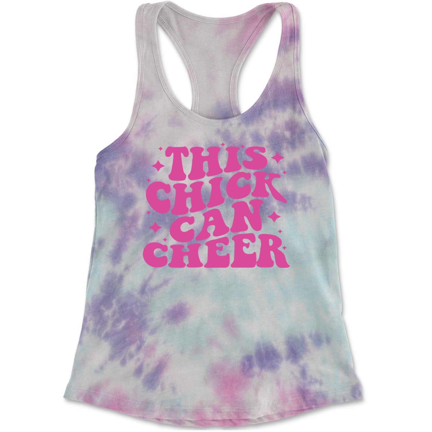 This Chick Can Cheer Racerback Tank Top for Women Cotton Candy