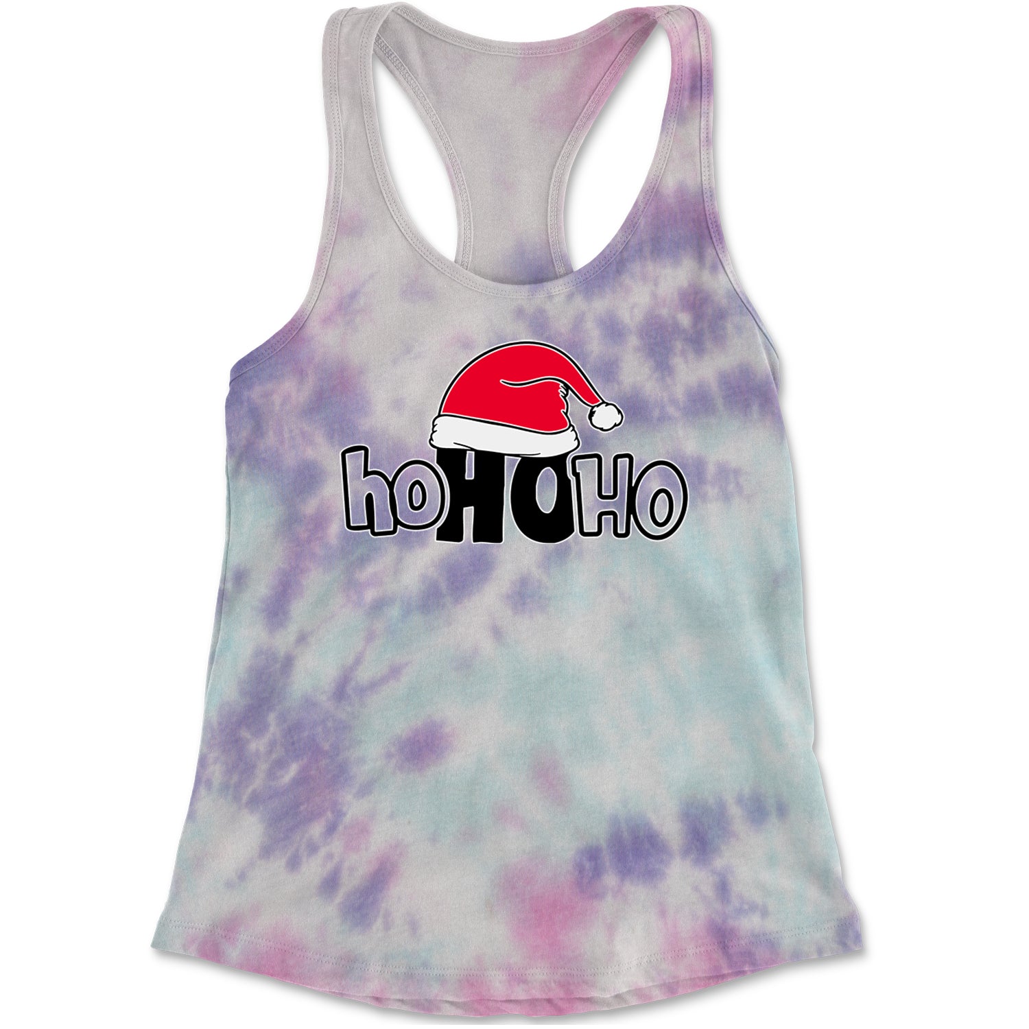 Ho Ho Ho Santa Christmas Hat Racerback Tank Top for Women Cotton Candy