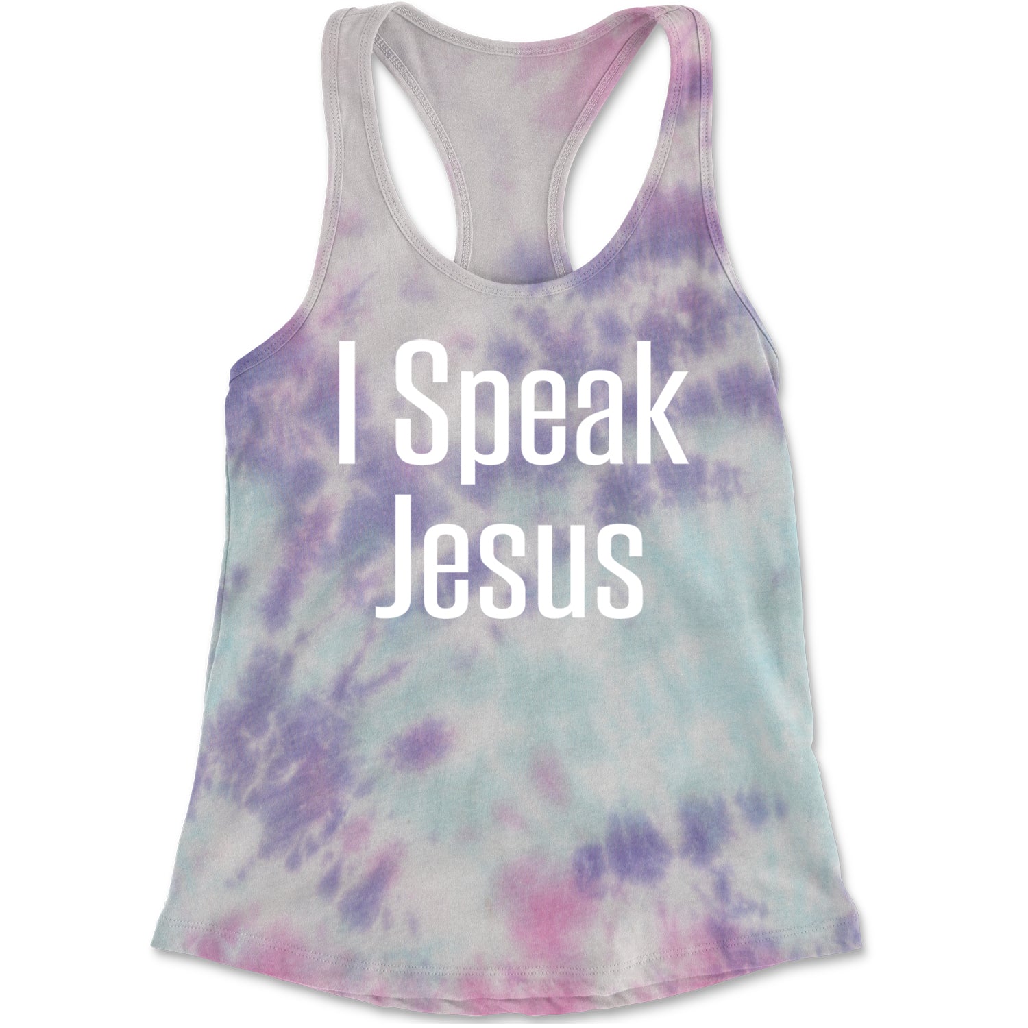 I Speak Jesus Embrace Your Faith Racerback Tank Top for Women Cotton Candy