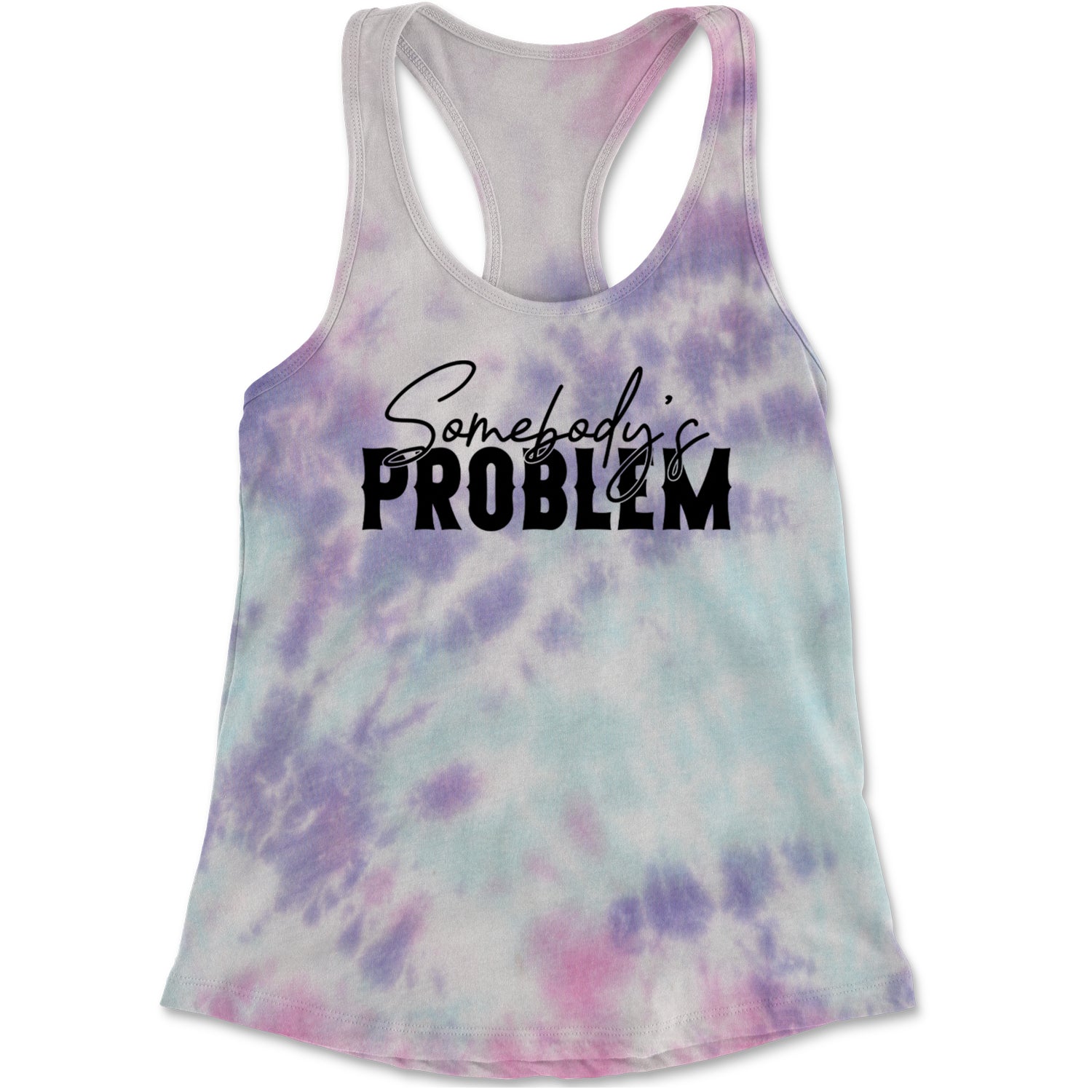 Somebody's Problem Country Music Western Racerback Tank Top for Women Cotton Candy