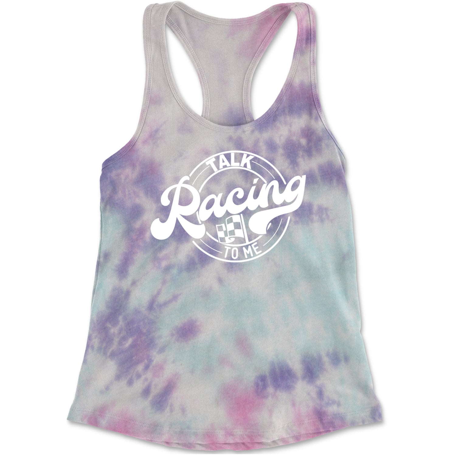 Talk Racing To Me Racerback Tank Top for Women Cotton Candy