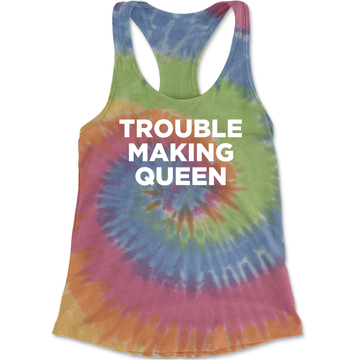 Trouble Making Queen Material Girl Celebration Racerback Tank Top for Women Eternity