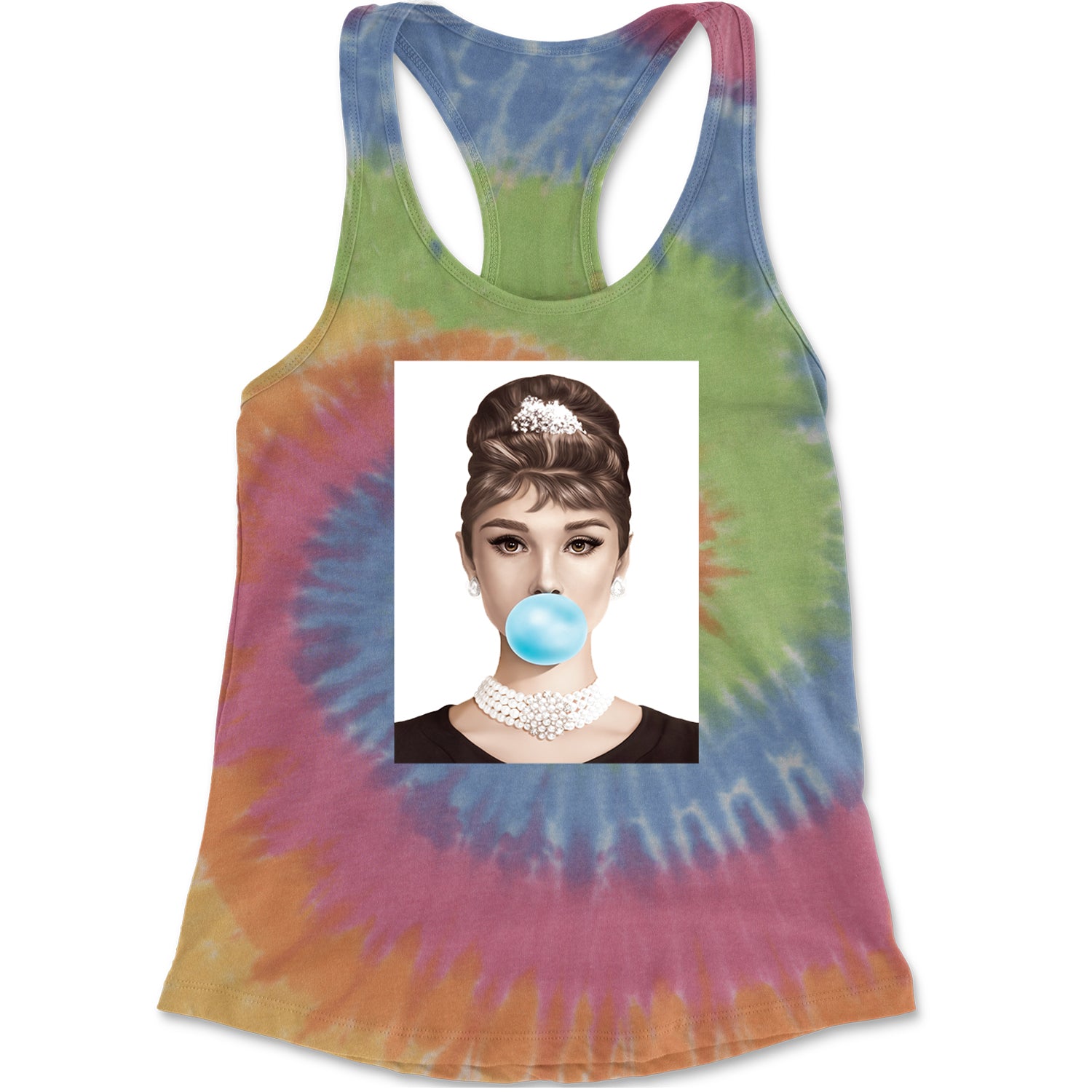 Audrey Hepburn Chewing Bubble Gum American Icon Racerback Tank Top for Women Eternity