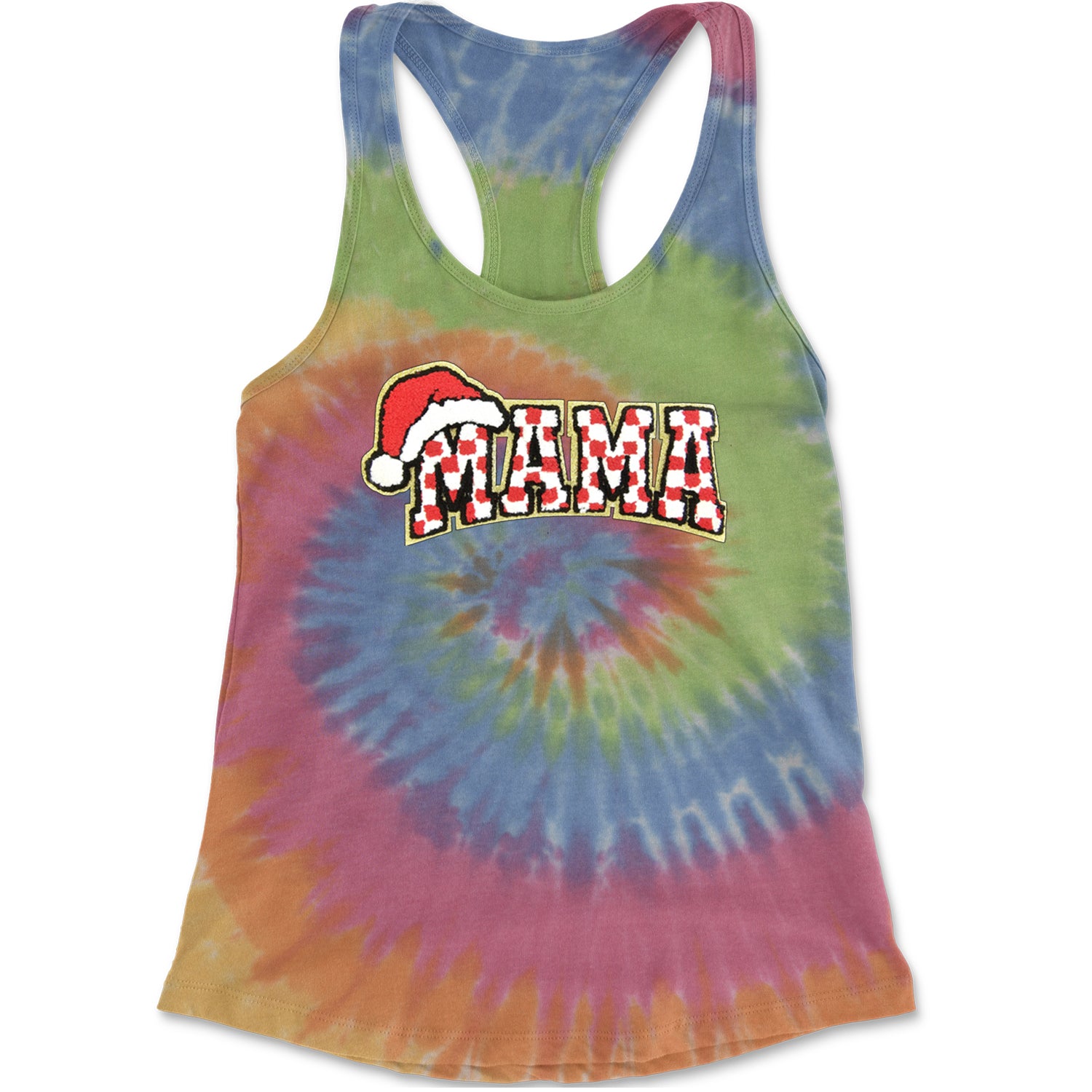 Mama Santa Hat Chenille Patch Racerback Tank Top for Women Eternity