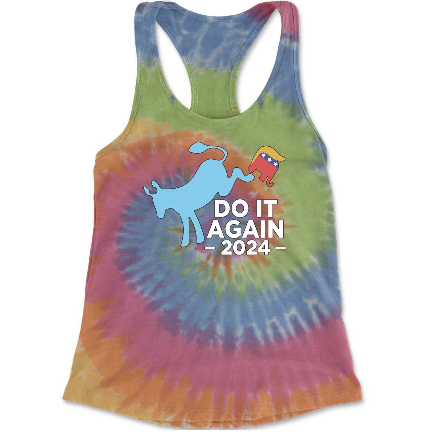 Do It Again - Democratic Donkey Kicking Republicans 2024 Political Humor Racerback Tank Top for Women Eternity