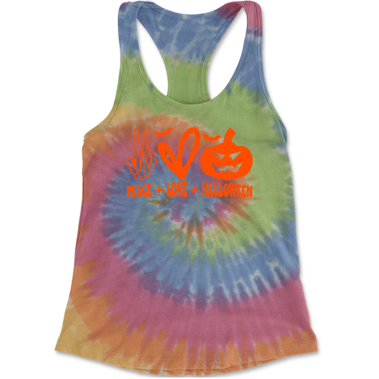 Peace, Love and Halloween Racerback Tank Top for Women Eternity