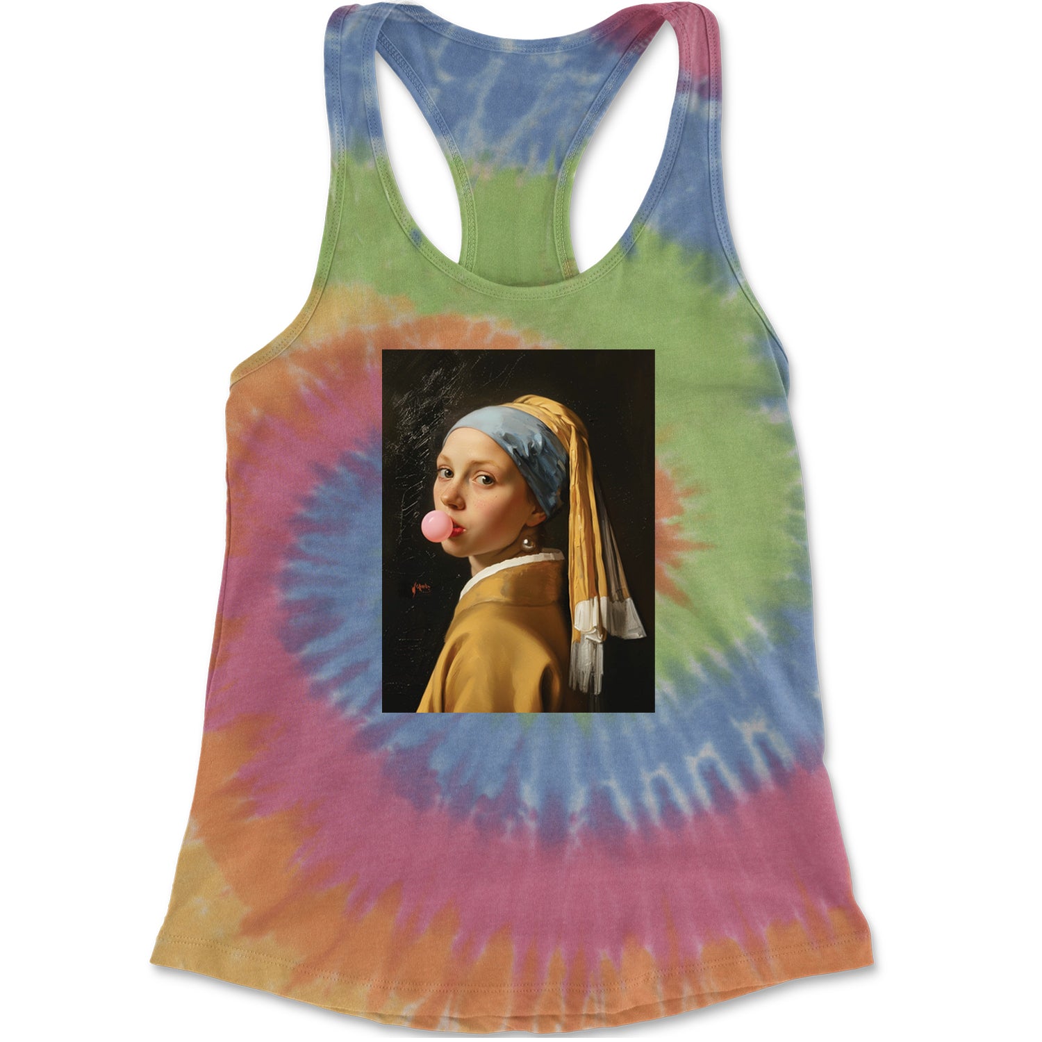 Girl with a Pearl Earring Bubble Gum Contemporary Art Racerback Tank Top for Women Eternity