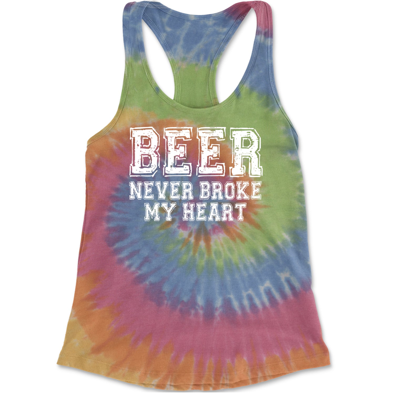 Beer Never Broke My Heart Funny Drinking Racerback Tank Top for Women Eternity