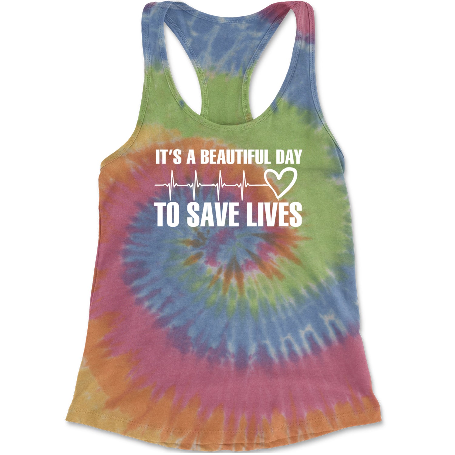 It's A Beautiful Day To Save Lives Nurse Doctor EKG Racerback Tank Top for Women Eternity