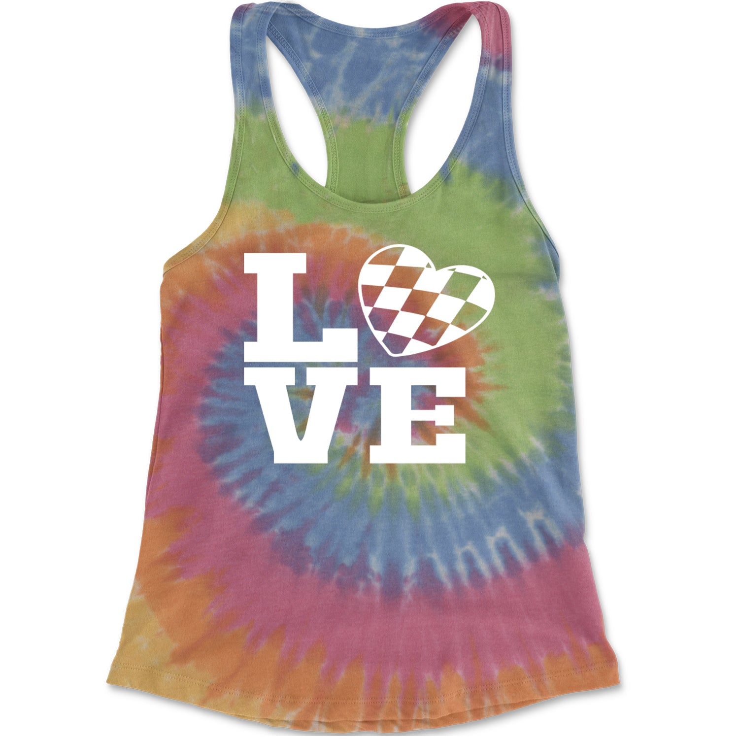 Love Racing Checkered Flag Heart Racerback Tank Top for Women Eternity