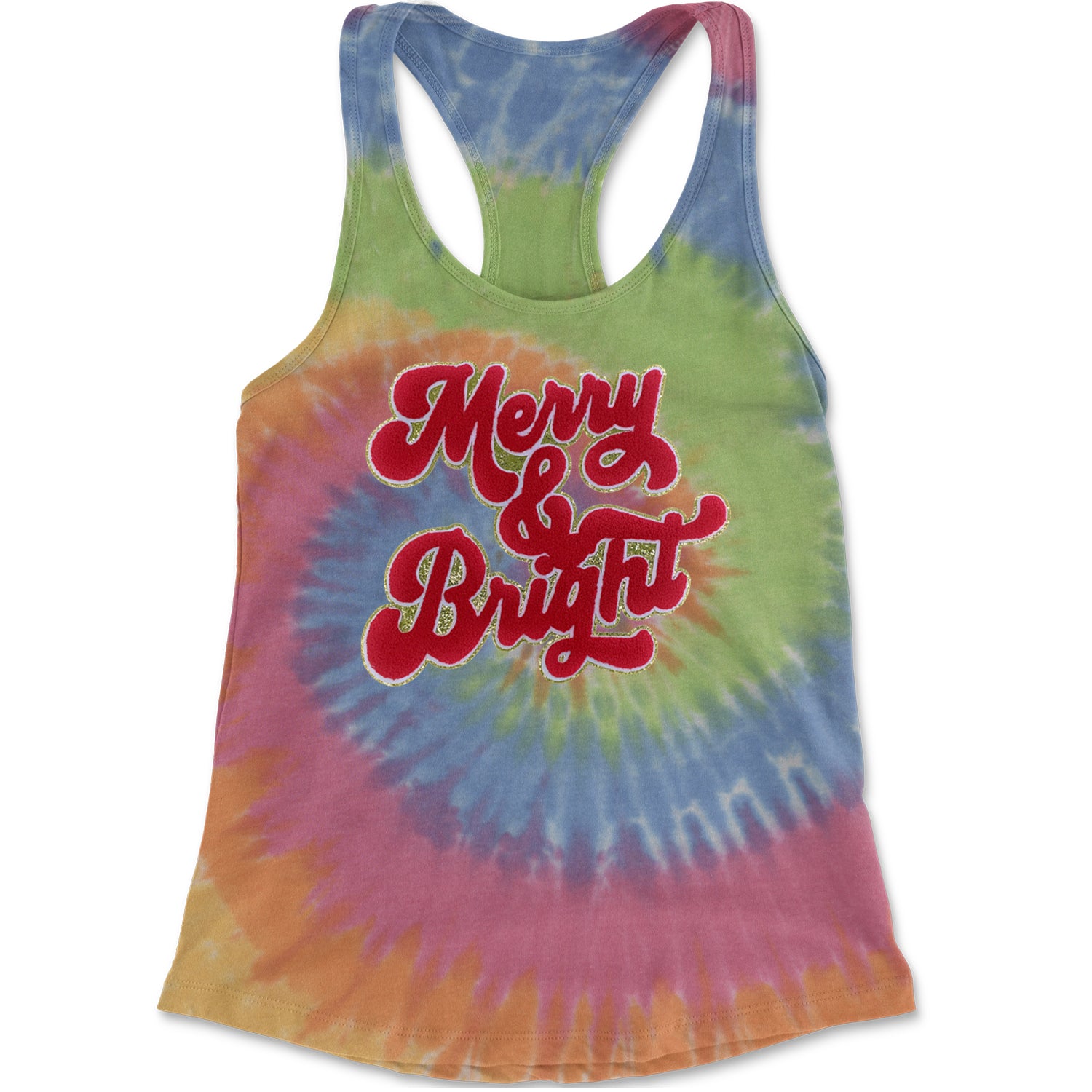 Merry & Bright Chenille Glitter Racerback Tank Top for Women Eternity