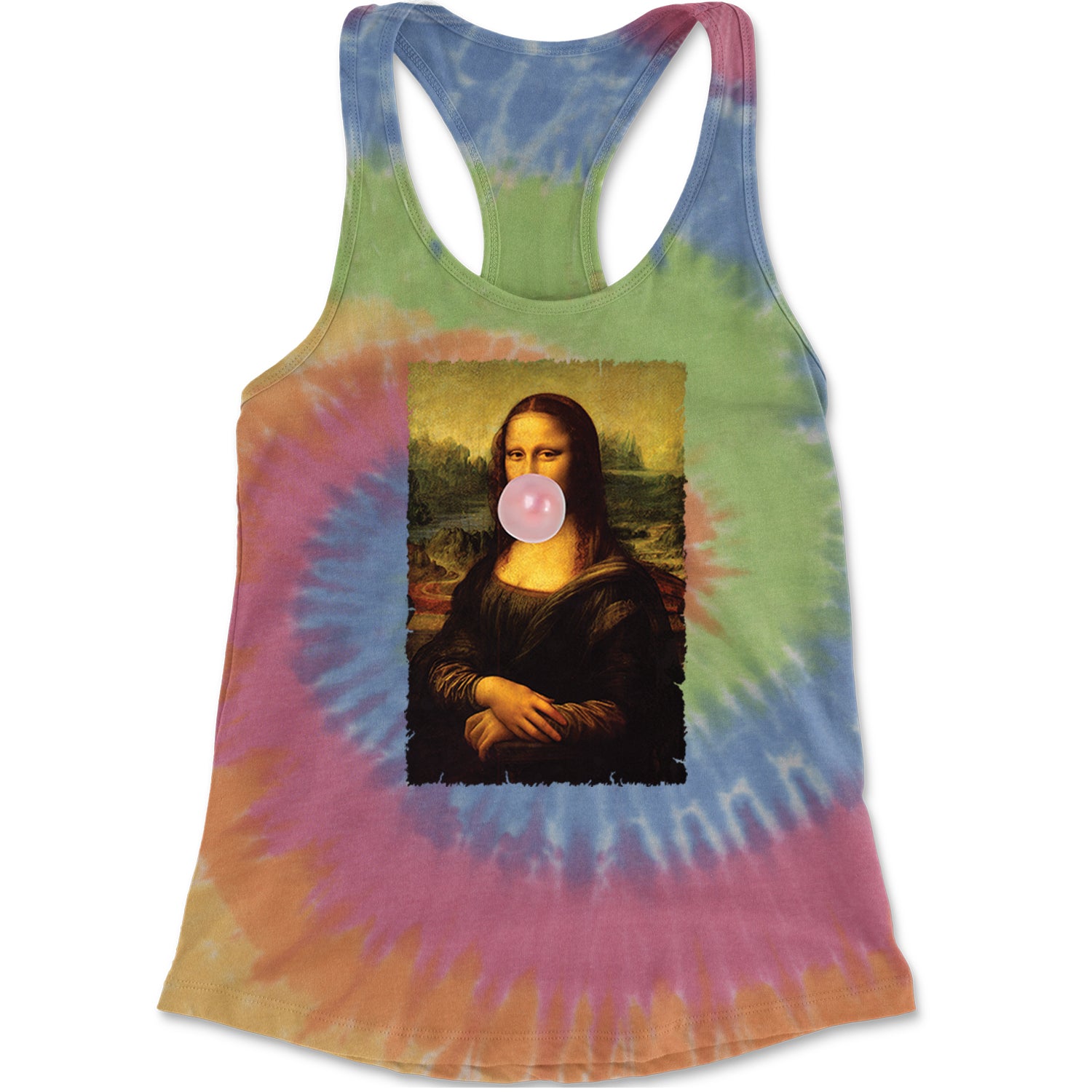 Mona Lisa Smile Pink Bubble Gum Da Vinci Icon Racerback Tank Top for Women Eternity