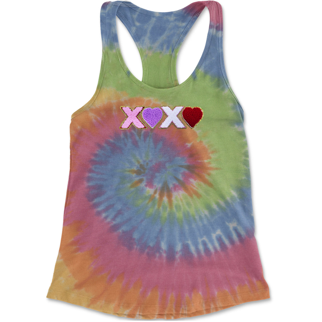 XOXO Chenille Patch Valentines Days Racerback Tank Top for Women Eternity