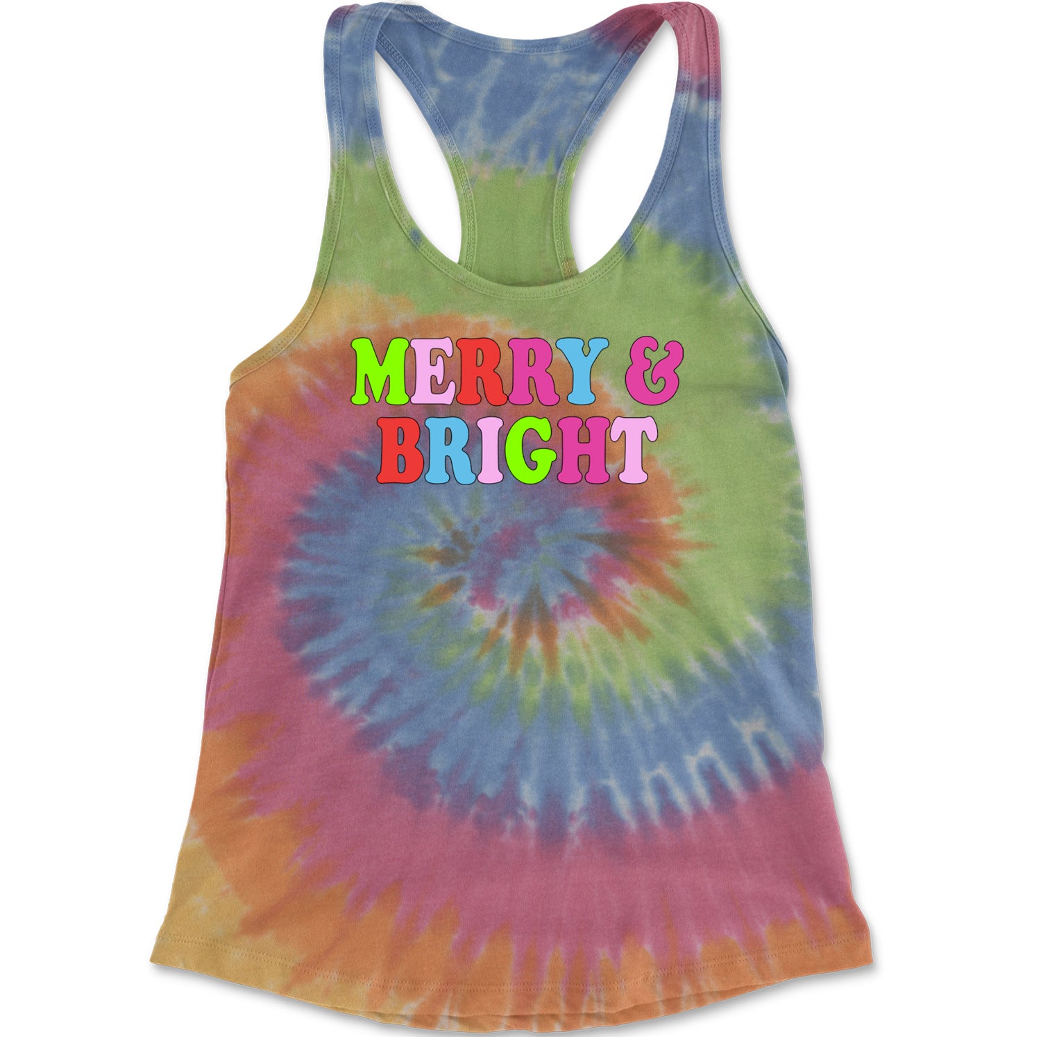 Merry and Bright Festive Christmas Holiday Racerback Tank Top for Women Eternity