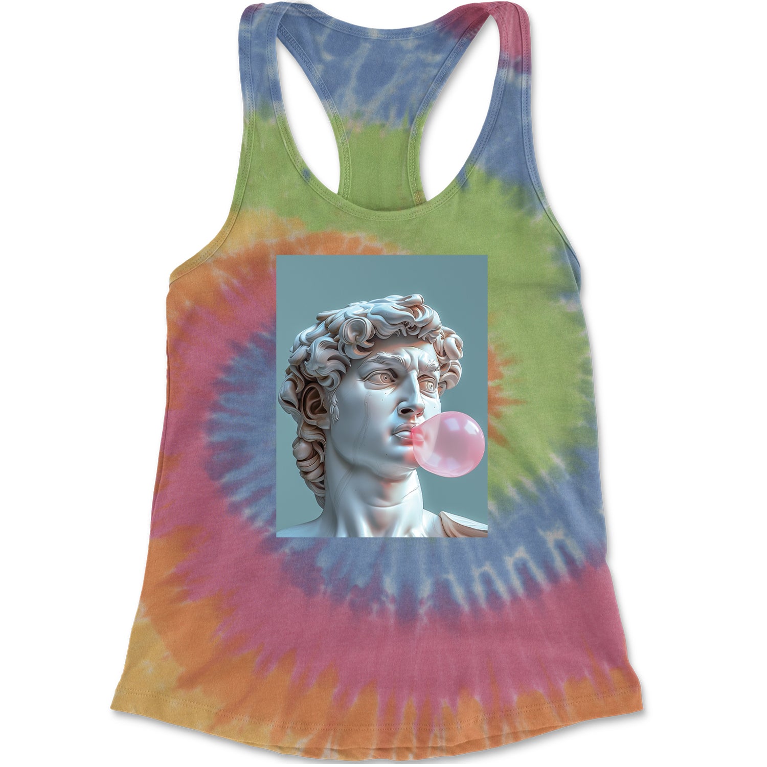 Michelangelo's David with Bubble Gum Contemporary Statue Art Racerback Tank Top for Women Eternity