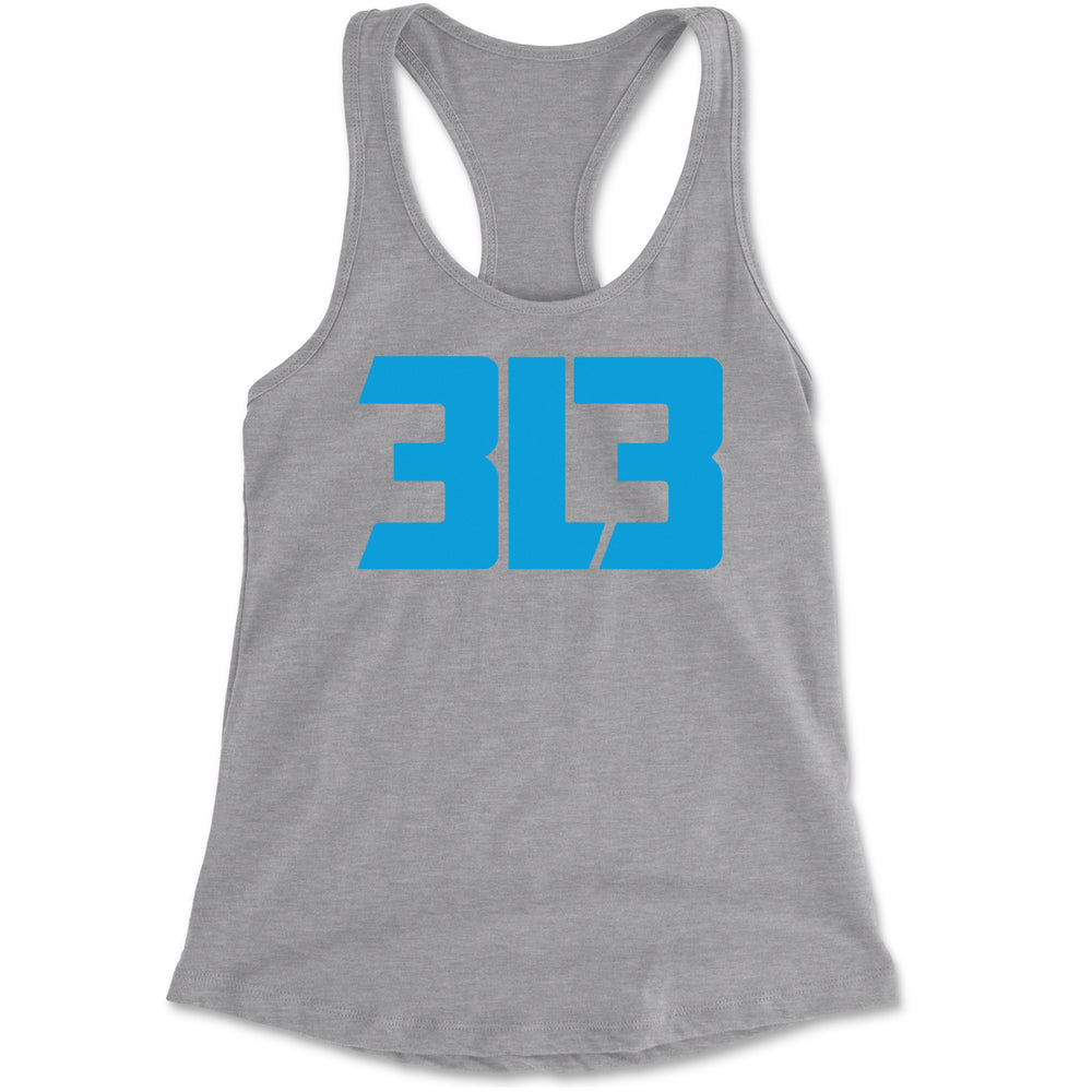 3L3 From The 313 Detroit Football Racerback Tank Top for Women Heather Grey