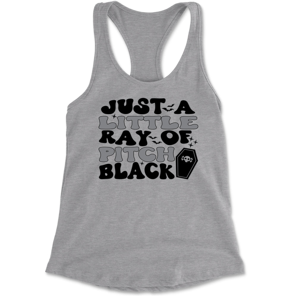 Just A Little Ray of Pitch Black Racerback Tank Top for Women Heather Grey