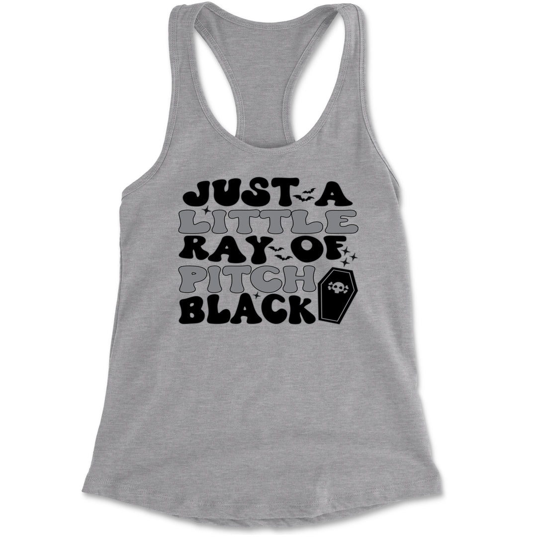 Just A Little Ray of Pitch Black Racerback Tank Top for Women Heather Grey