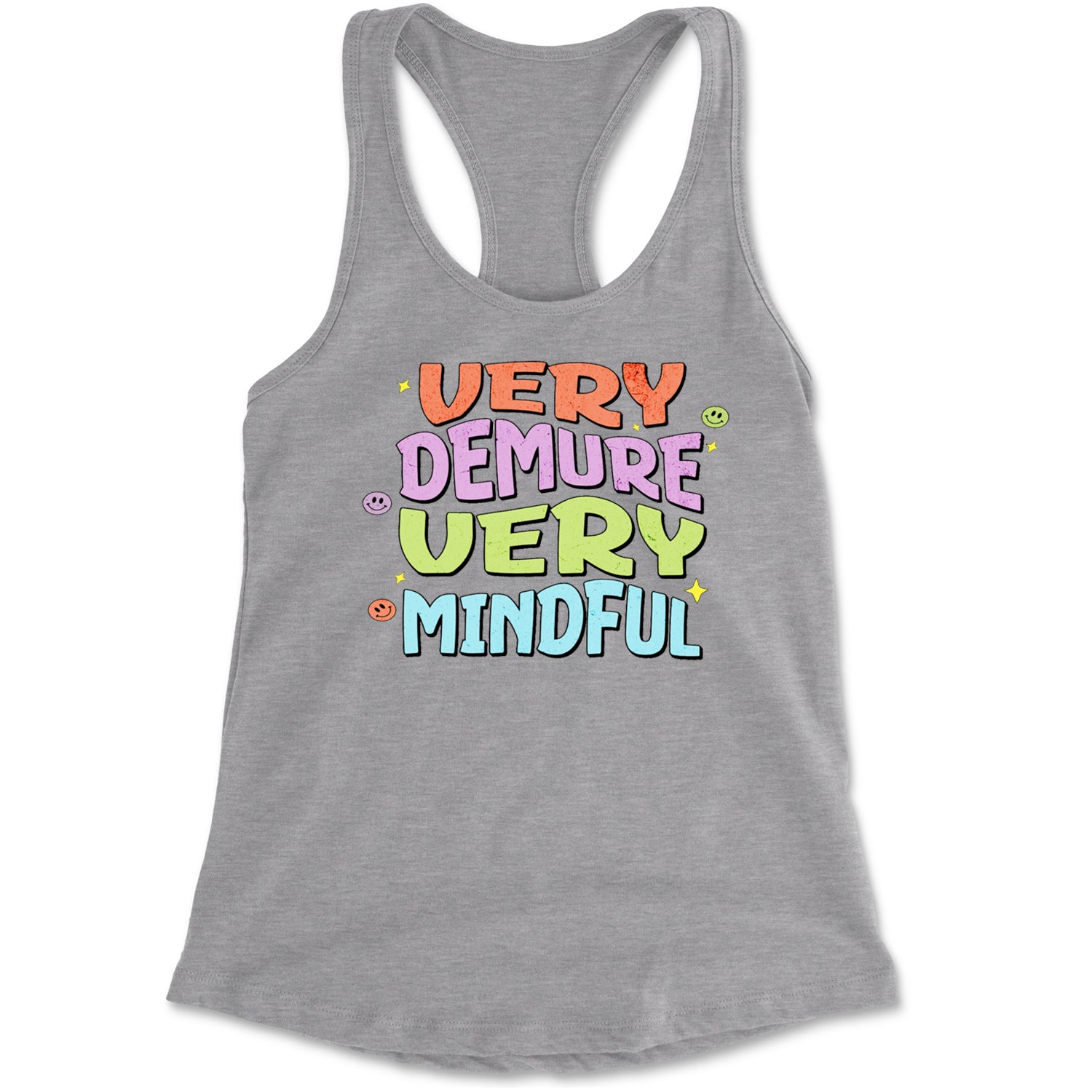 Very Demure, Very Mindful Racerback Tank Top for Women Heather Grey