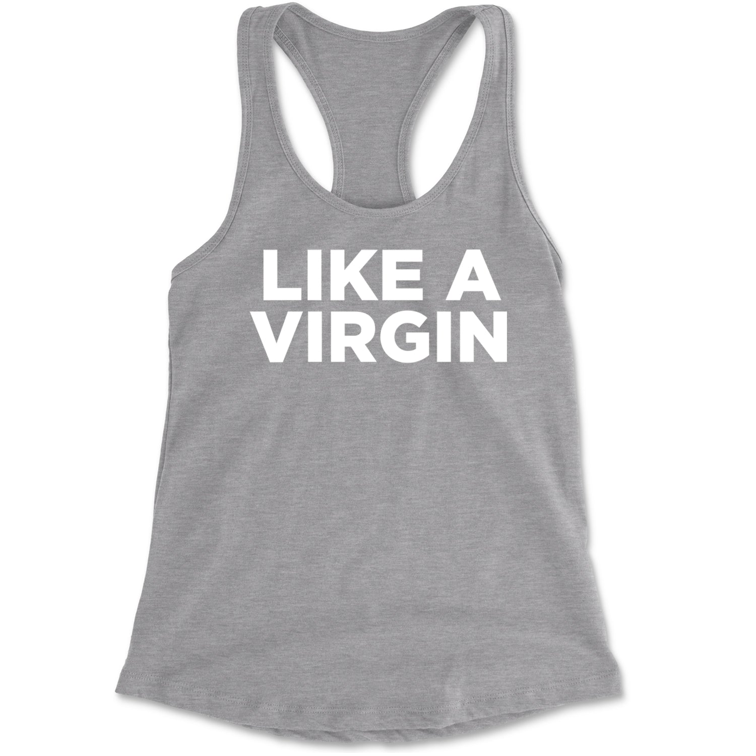 Like A Virgin Material Girl Celebration Racerback Tank Top for Women Heather Grey