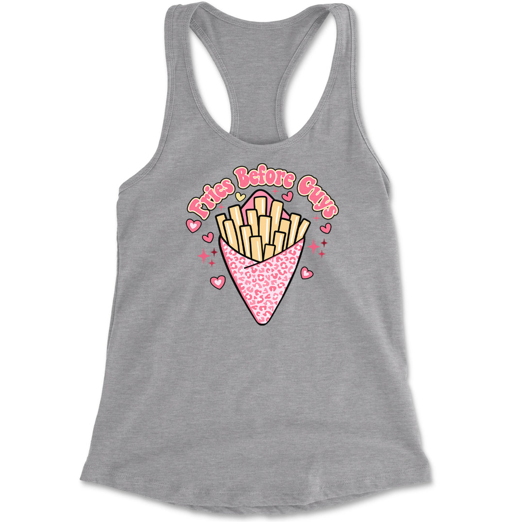 Fries Before Guys Racerback Tank Top for Women Heather Grey