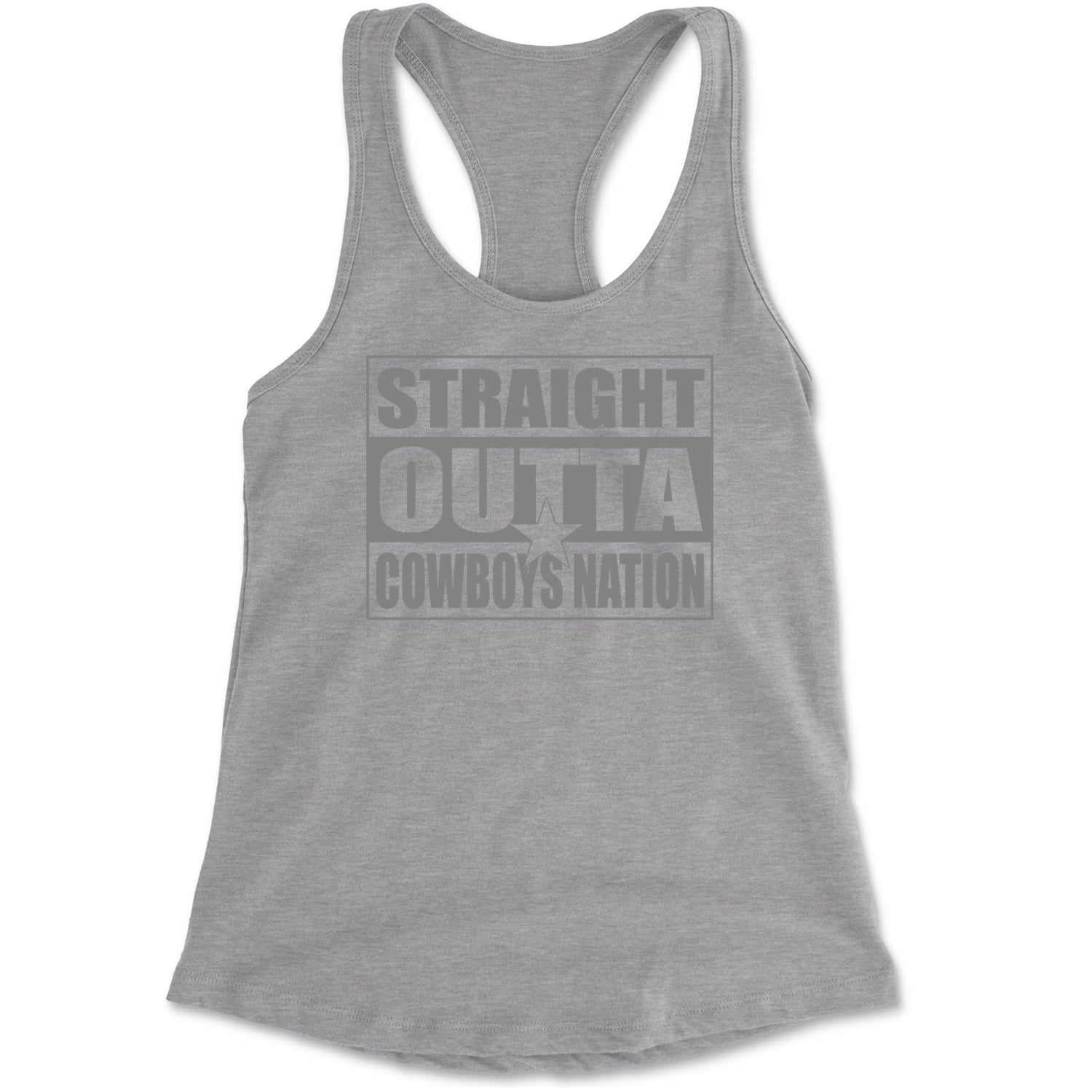 Straight Outta Cowboys Nation   Racerback Tank Top for Women Heather Grey