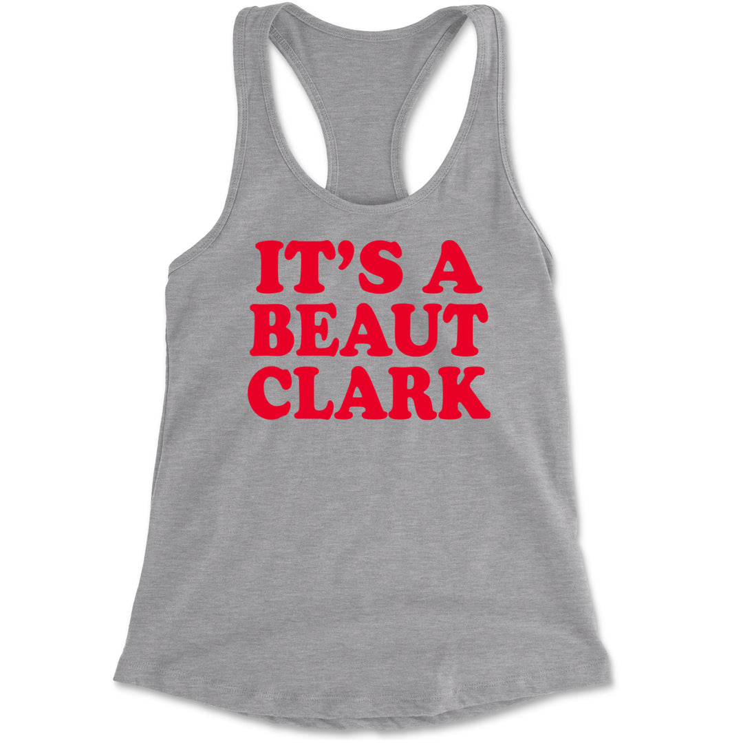 It's a Beaut Clark Festive Christmas Racerback Tank Top for Women Heather Grey