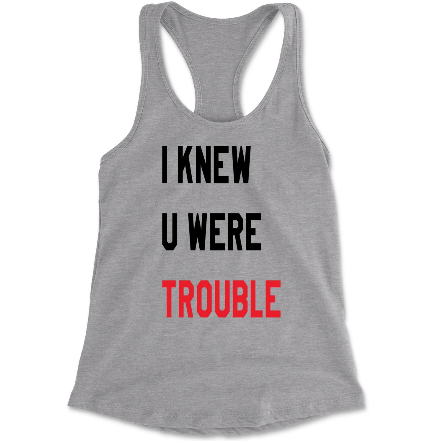 I Knew You Were Trouble New TTPD Era Racerback Tank Top for Women Heather Grey