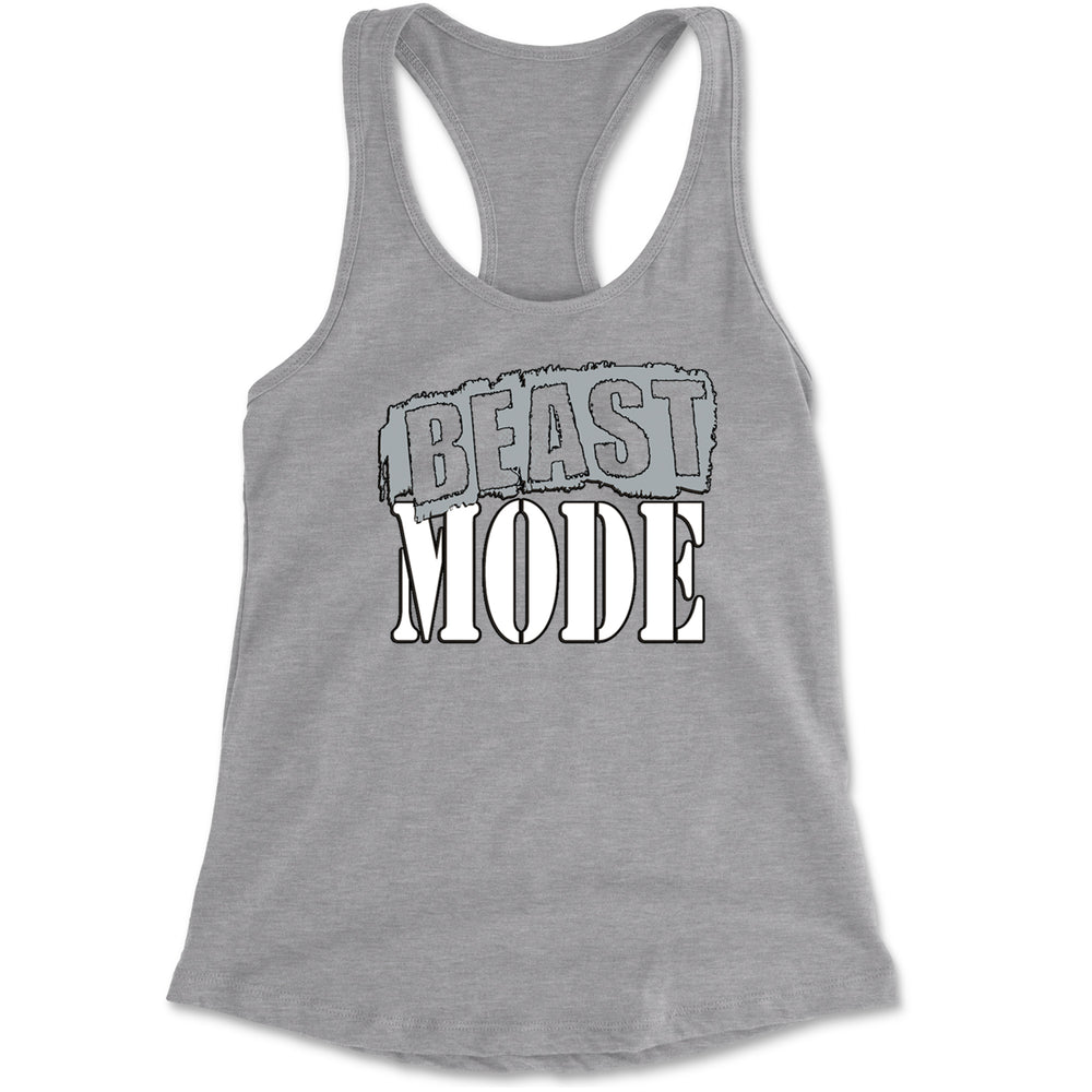 Beast Mode Training Gym Workout Racerback Tank Top for Women Heather Grey