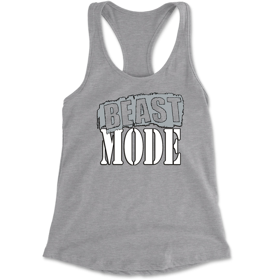Beast Mode Training Gym Workout Racerback Tank Top for Women Heather Grey