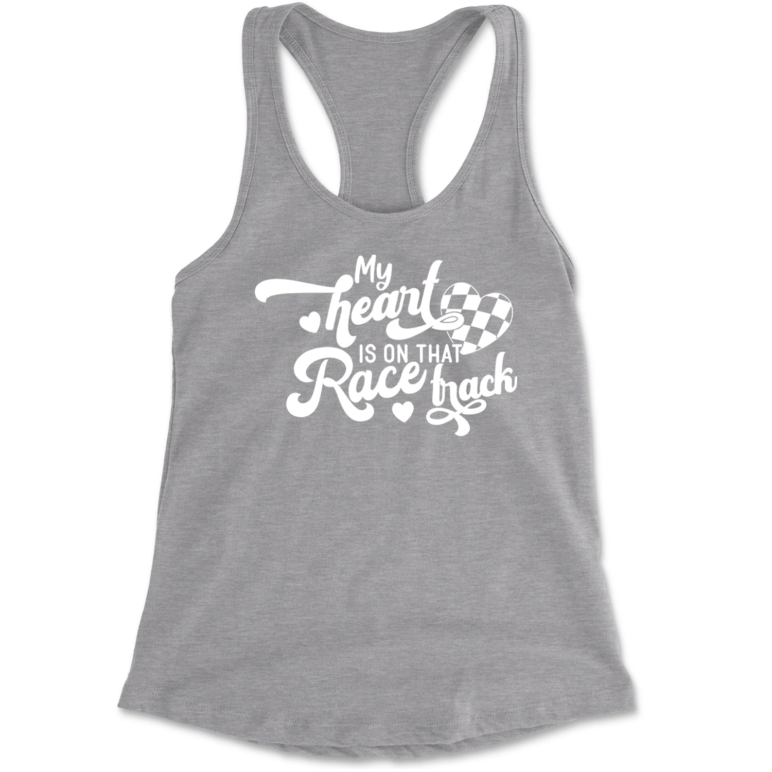 My Heart Is On That Race Track Racerback Tank Top for Women Black