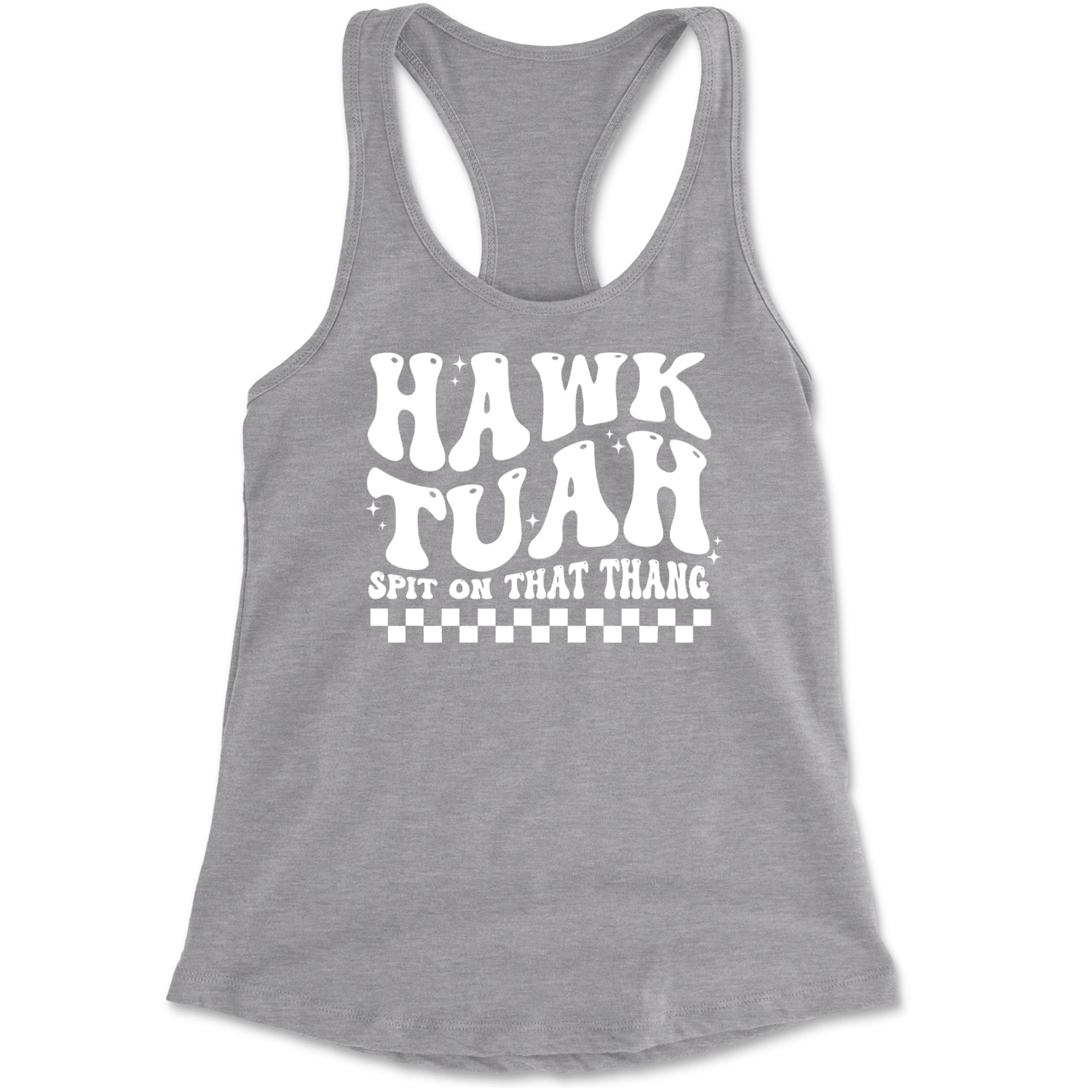 Hawk Tuah Spit On That Thang Racerback Tank Top for Women Black