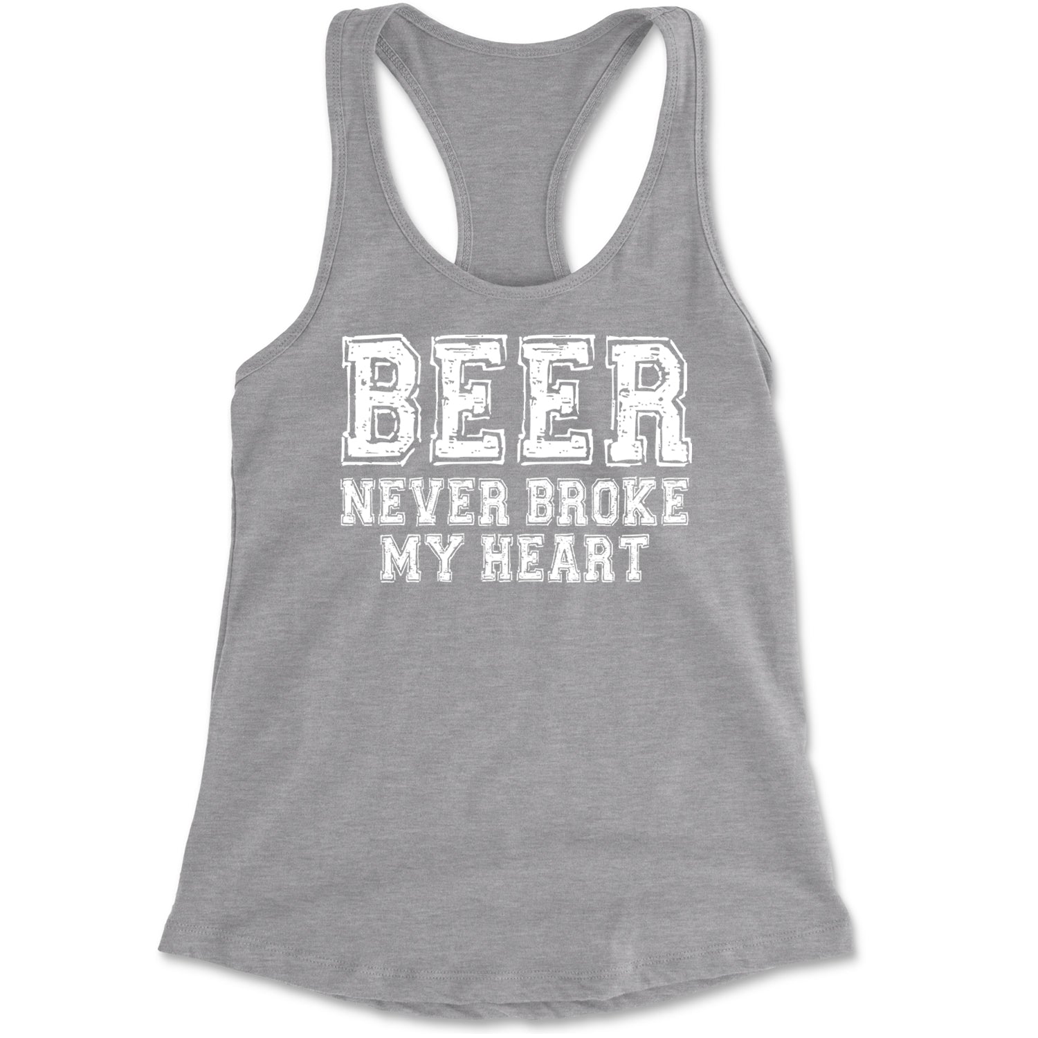 Beer Never Broke My Heart Funny Drinking Racerback Tank Top for Women Black