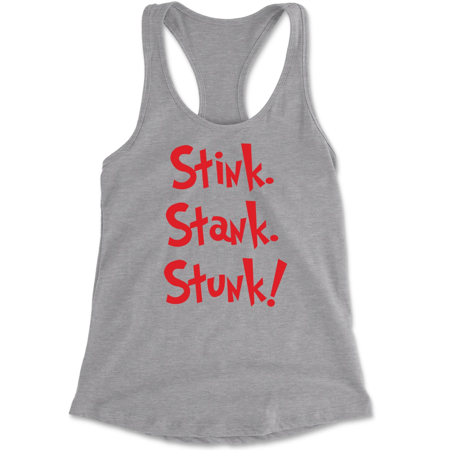 Stink Stank Stunk Gr-nch Racerback Tank Top for Women Heather Grey