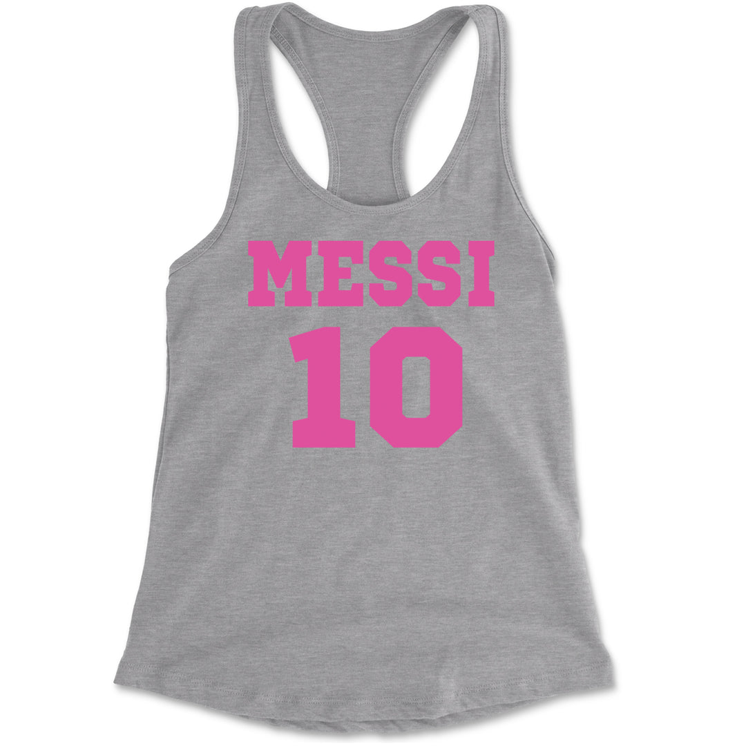 Messi World Soccer Futbol Messiami Racerback Tank Top for Women Heather Grey