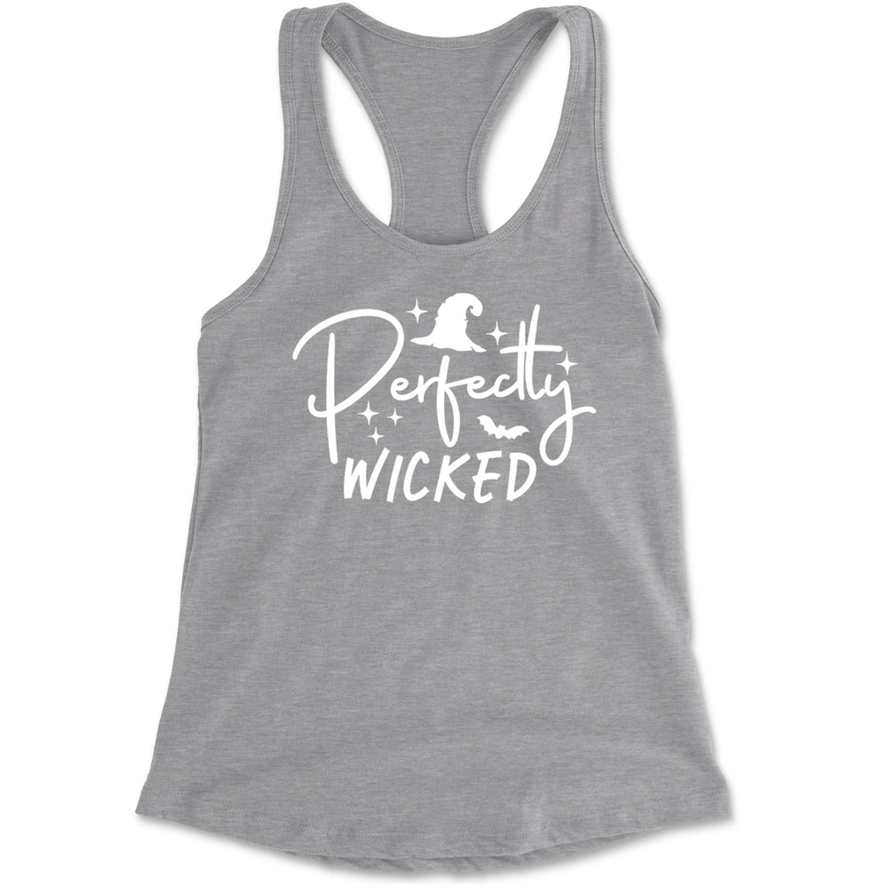 Perfectly Wicked Witchy Halloween Racerback Tank Top for Women Heather Grey