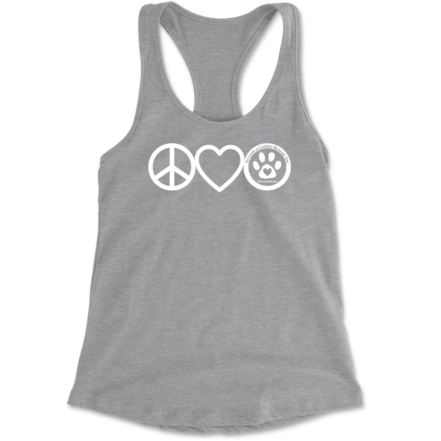 Peace, Love and TLC Dog Rescue Racerback Tank Top for Women Black