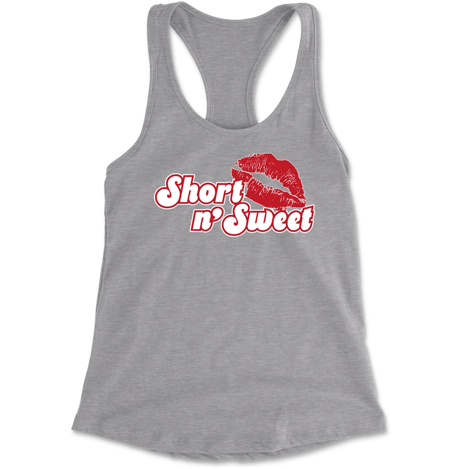 Short N' Sweet Red Lips Racerback Tank Top for Women Heather Grey