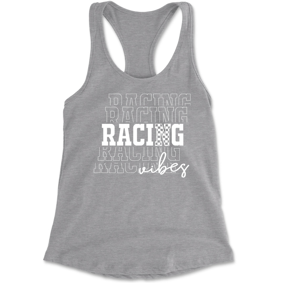 Racing Vibes Racerback Tank Top for Women Heather Grey