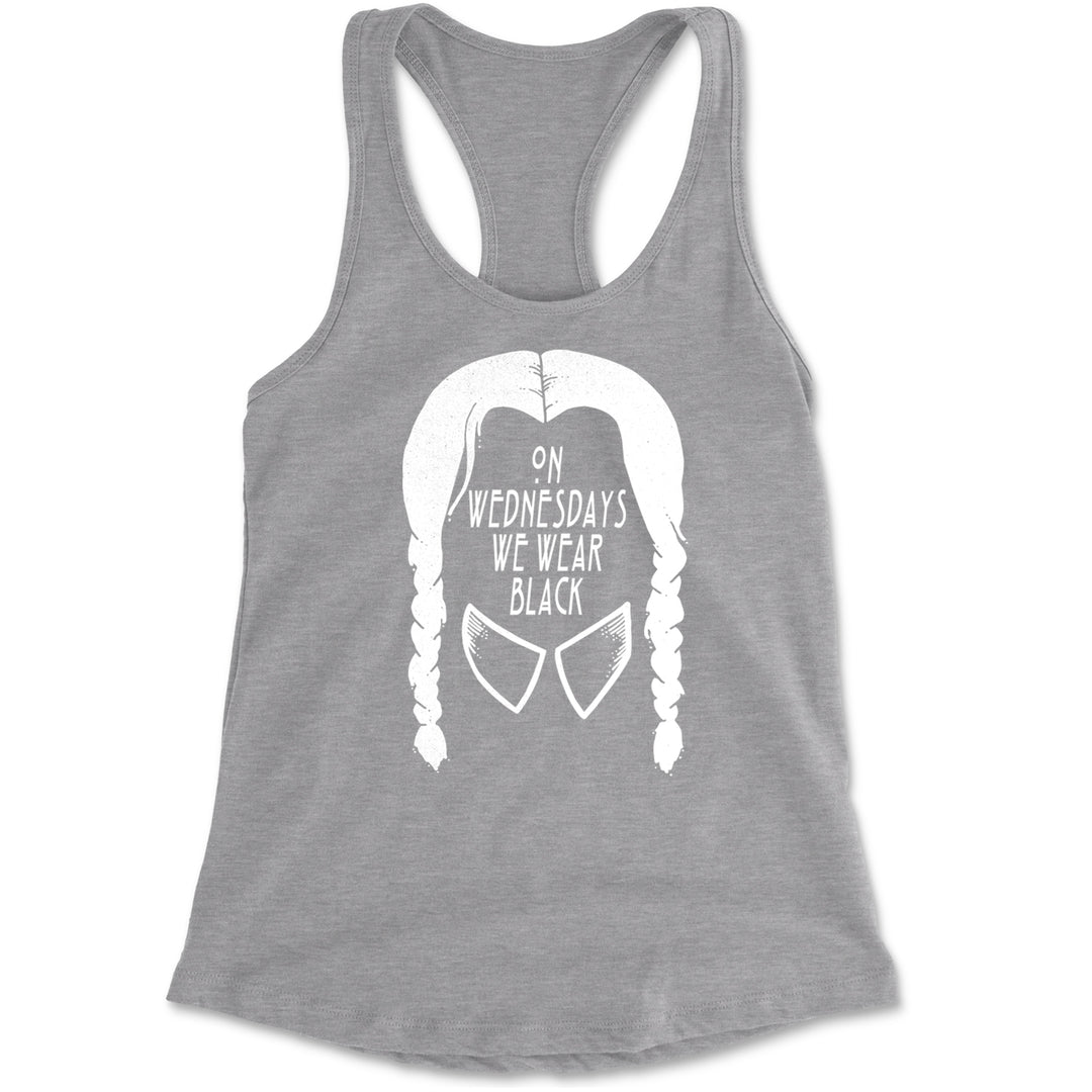 On Wednesdays, We Wear Black Racerback Tank Top for Women Heather Grey