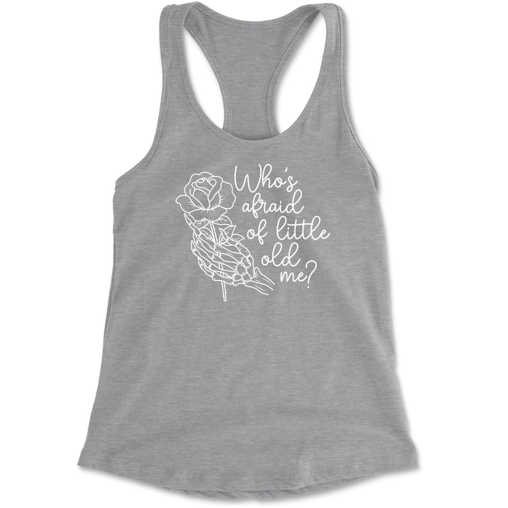 Who's Afraid Of Little Old Me Rose Skeleton Hand Racerback Tank Top for Women Heather Grey