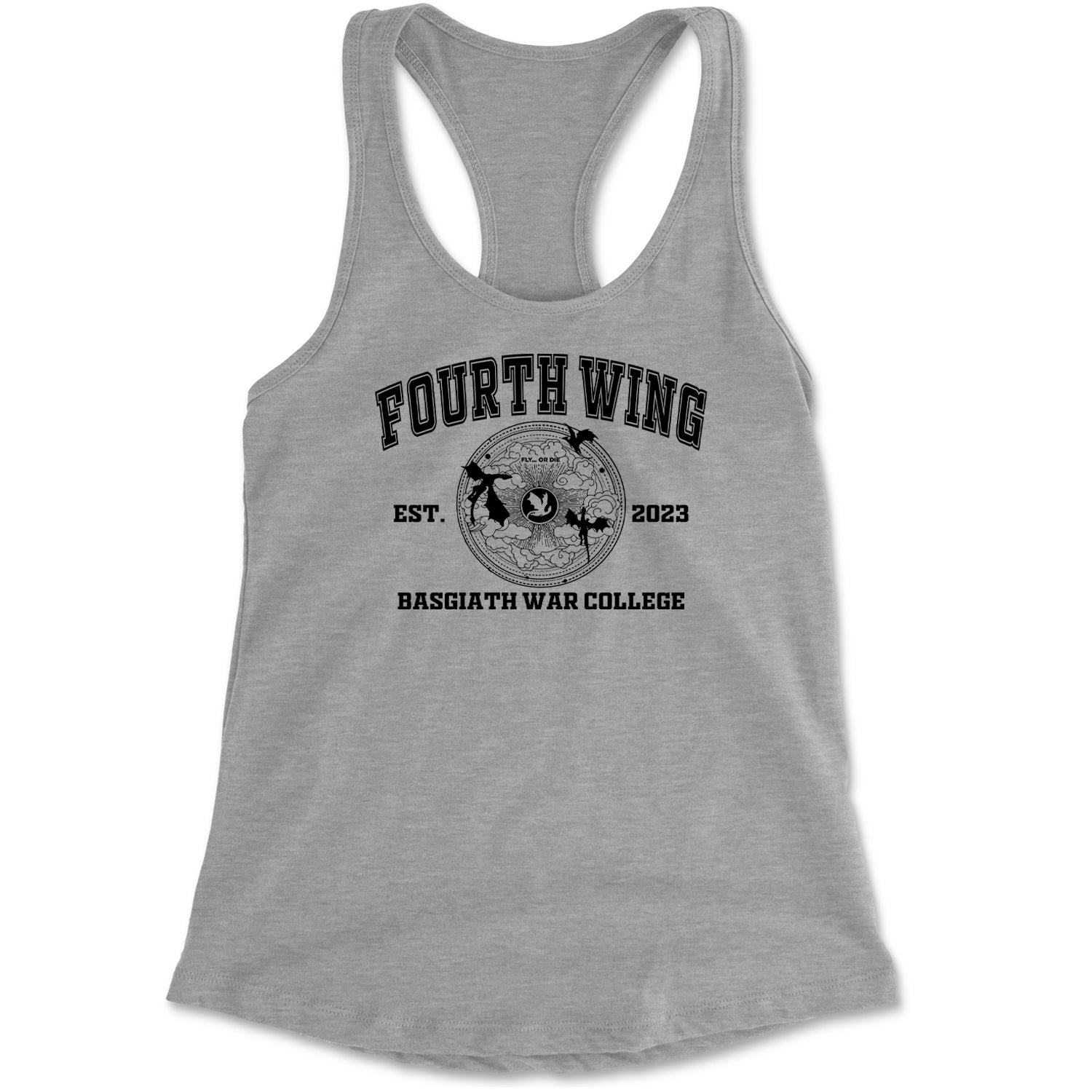 Fourth Wing Basgiath War College Racerback Tank Top for Women Heather Grey