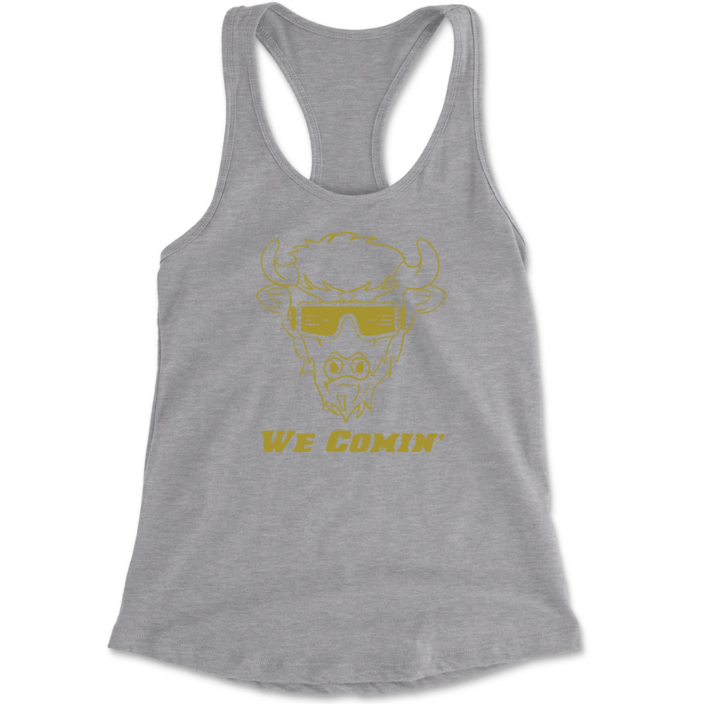We Coming Coach Prime Colorado Racerback Tank Top for Women Heather Grey