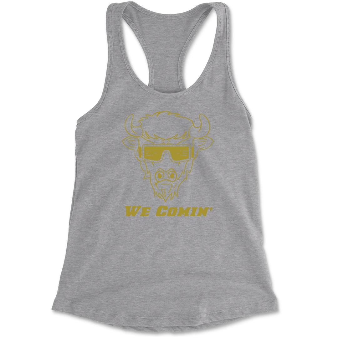 We Coming Coach Prime Colorado Racerback Tank Top for Women Heather Grey