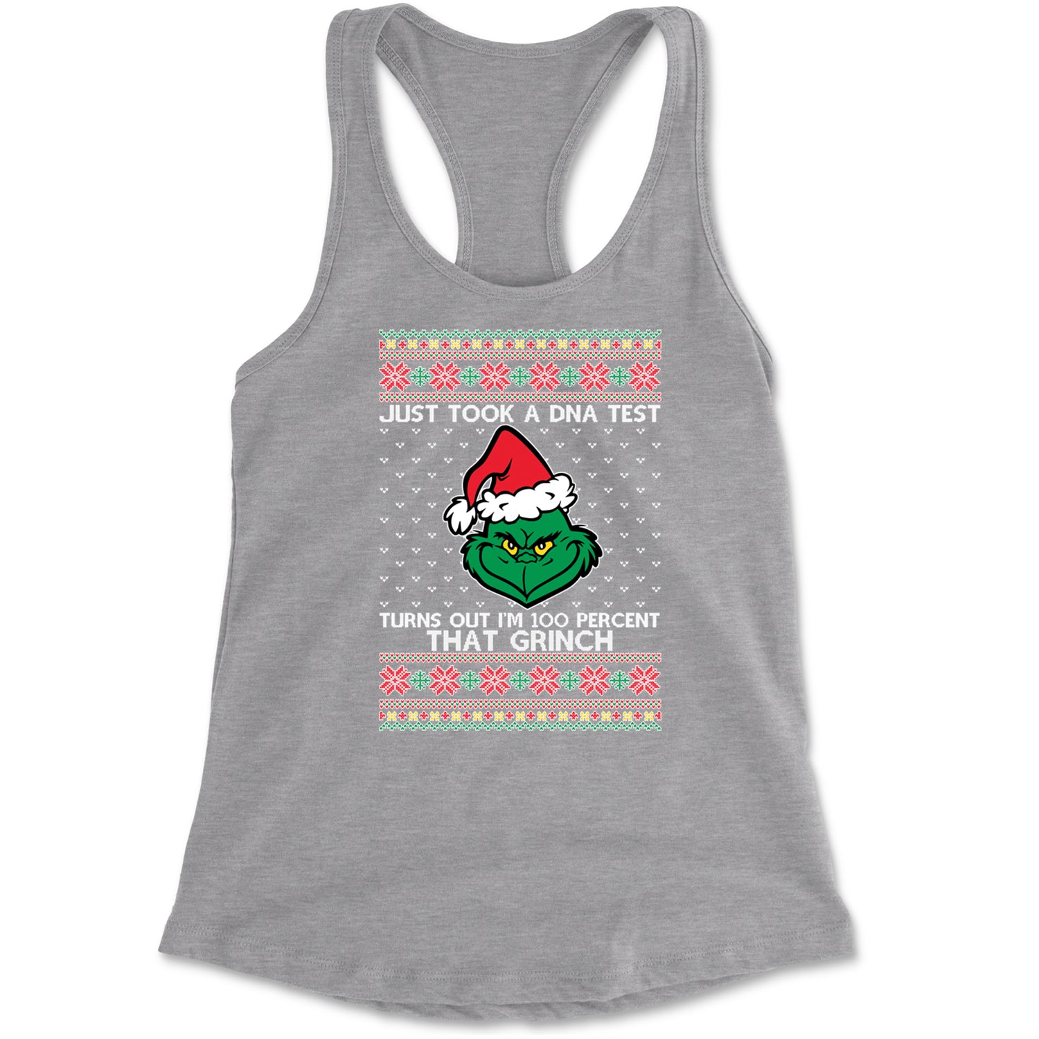 One Hundred Percent That Gr-nch Ugly Christmas Racerback Tank Top for Women Black