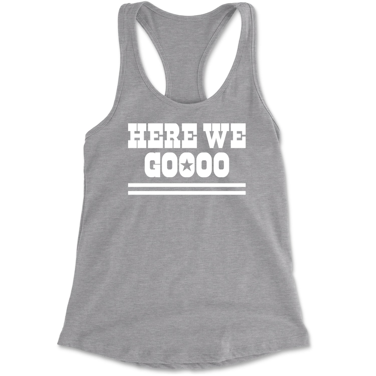 Here We Go Dem Boys Dallas Football Racerback Tank Top for Women Heather Grey